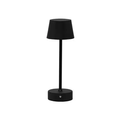 Abajur De Mesa Led Louvre Recarregável Com 3 Cor Preto Touch