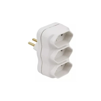 Adaptador De Tomada Em T New 3 Pinos Cor Branco