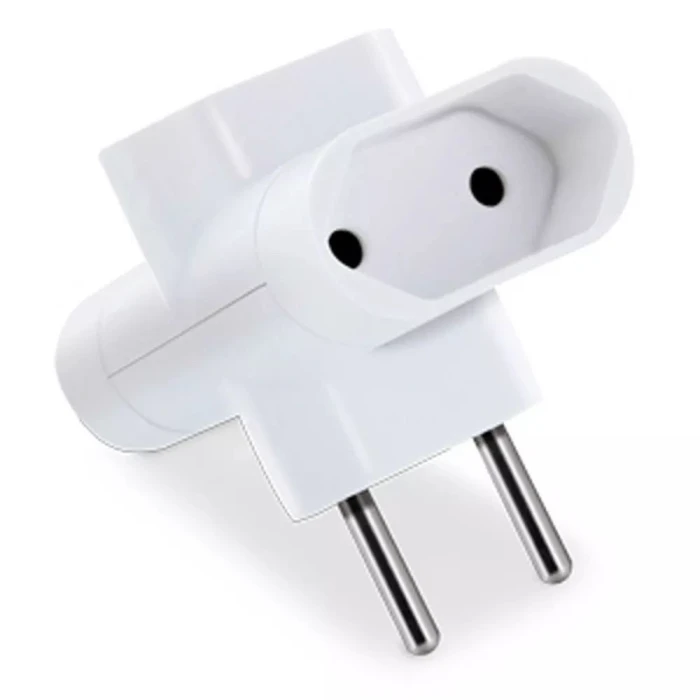 Adaptador De Tomada T Com 3 Saidas 10A Branco Bipolar