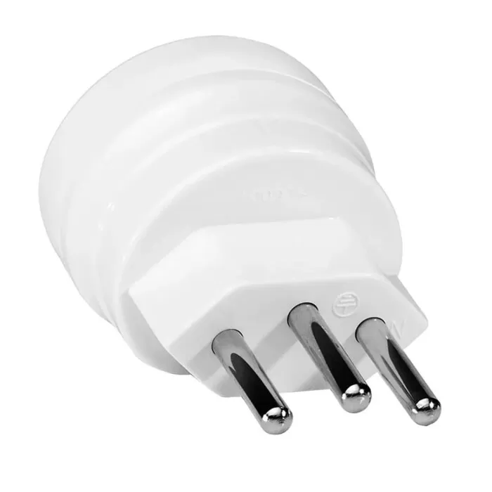 Adaptador Para Tomada 2 Pinos Para 3 Pinos Cor Branco Wi243