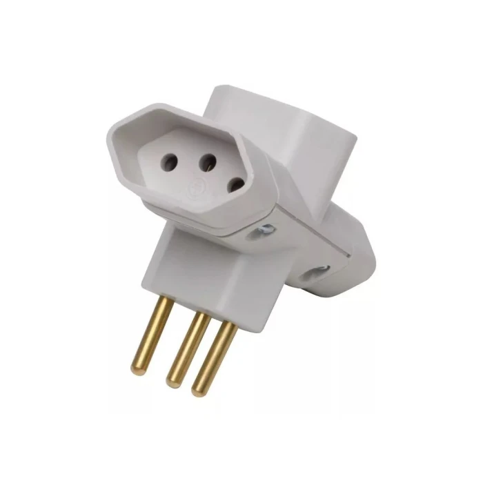 Adaptador Tomada Plug T 3 Saídas 10A 250V 3 Pinos Cinza