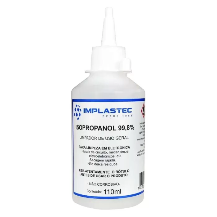 Álcool Isopropanol 99,8% 110ml Para Limpeza Implastec