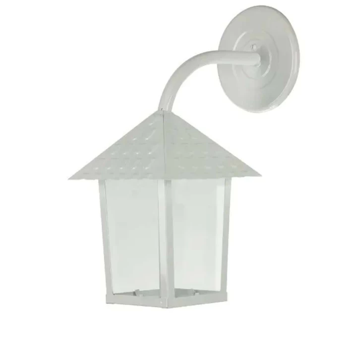 Arandela Colonial Quadrada 1xE27 Vidro Liso Branco Brilhante