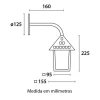 Arandela Colonial Quadrada 1xE27 Vidro Liso Branco Brilhante