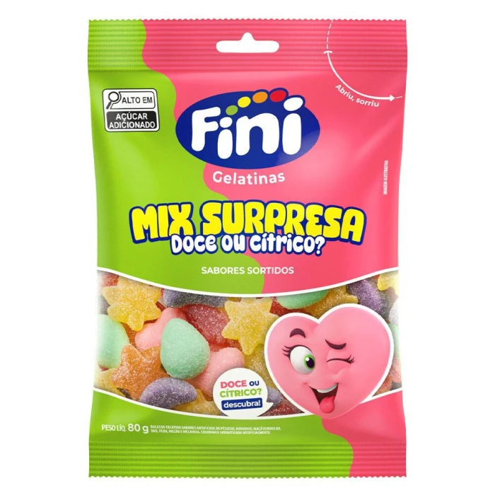 Bala Fini Mix Surpresa 80G Sabor Sortido Delicioso Divertido