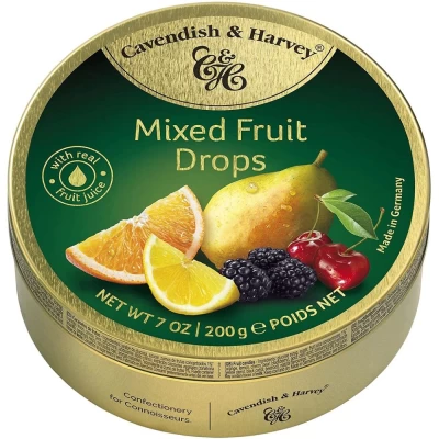 Bala de Frutas Alemã Cavendish e Harvey Mixed Fruit Drops