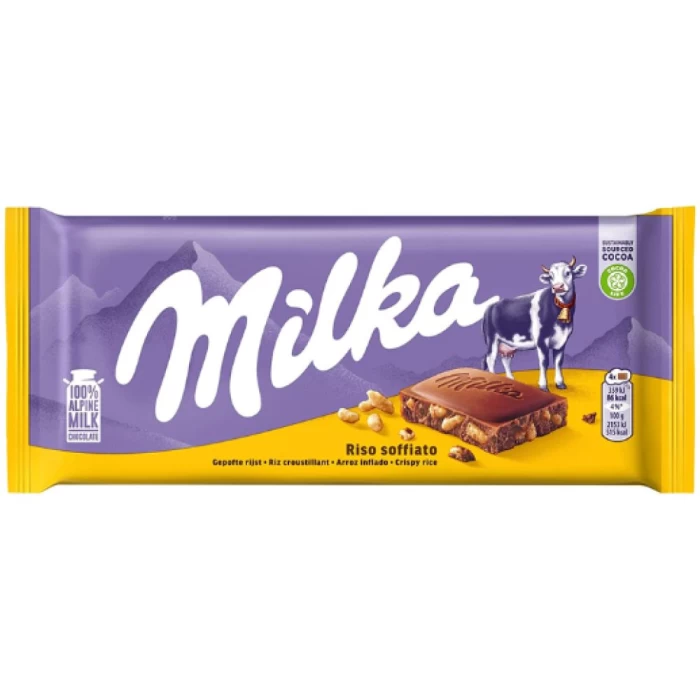 Barra De Chocolate Milka Rice Crisps 100G