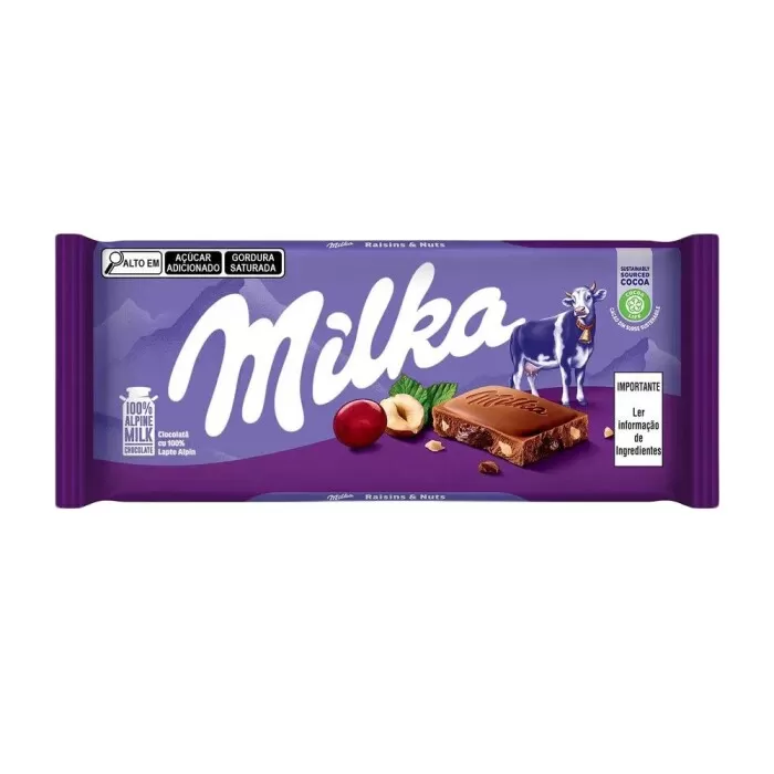 Barra Milka Raisins Nuts 100G