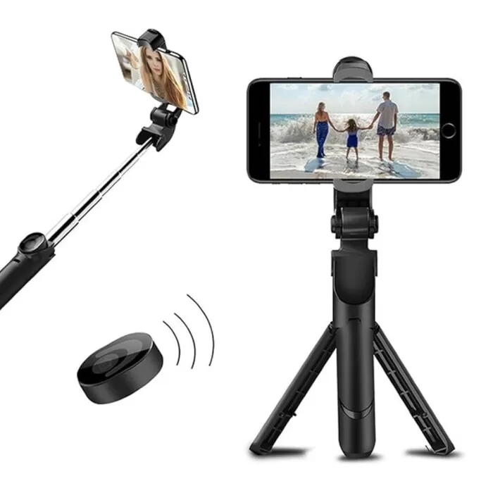 Bastão Para Selfie Com Tripe Via Bluetooth Xt-02 Preto