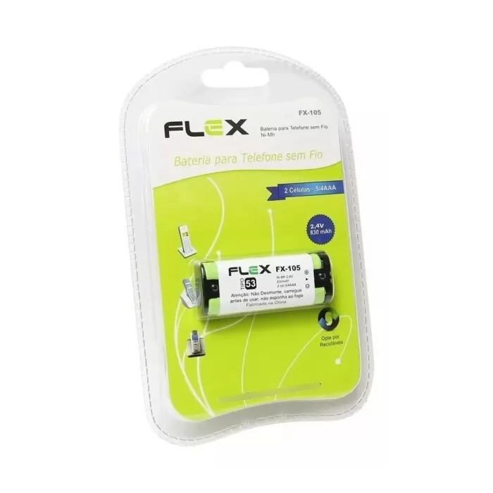 Bateria Para Telefone Sem Fio 2.4v 830MaH FX-105 Flex