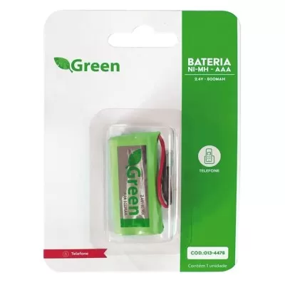 Bateria para telefones 2.4V 600mAH AAA Ni-Mh Plug Green