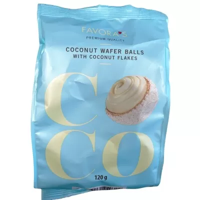 Biscoito Favoras Wafer Balls Coconut 120G