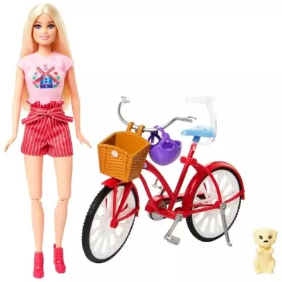 Boneca Barbie E Cachorrinho Em Passeio Com Bicicleta