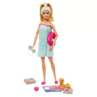 Boneca Barbie Fashionista Um Dia De Spa + Filhotinho
