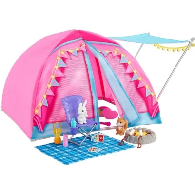 Boneca Barbie Playset Let's Go Camping Com Barraca Mattel