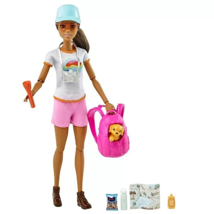 Boneca Barbie Turista / Campista Morena Com Acessórios