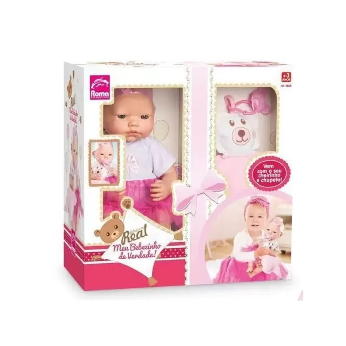 Boneca Bebezinho Real Pink Roma Brinquedos Novo