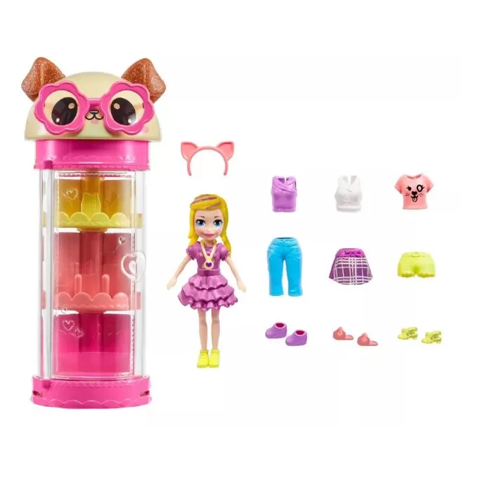 Boneca Polly Pocket Conjunto Closet Giratório Loira Mattel