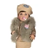 Boneca Realista Infantil 50cm Choro Casaco De Pelo Marrom