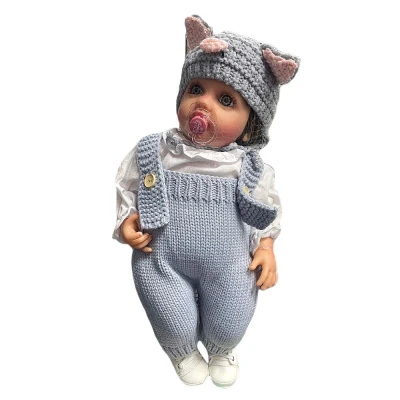 Boneca Realista Infantil 50cm Com Choro Macacão Azul Claro