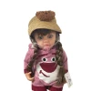 Boneca Realista Infantil 50cm Com Choro Trico Urso Rosa