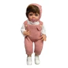 Boneca Realista Infantil 50cm Que Chora Macacão Rosa