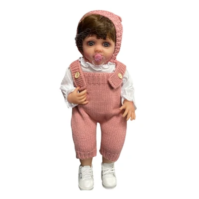 Boneca Realista Infantil 50cm Que Chora Macacão Rosa
