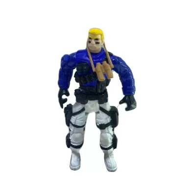 Boneco Battle Hero Azul e Branco Com Acessórios Zr Toys