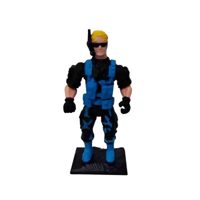 Boneco Battle Hero Azul e Preto Com Acessórios Zr Toys