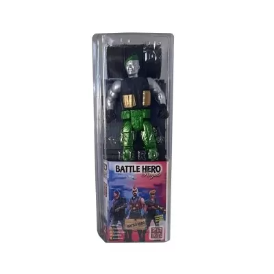 Boneco Battle Hero Cinza e Verde Com Acessórios Zr Toys