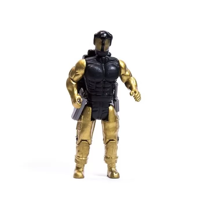 Boneco Battle Hero Dourado e Preto Com Acessórios Zr Toys