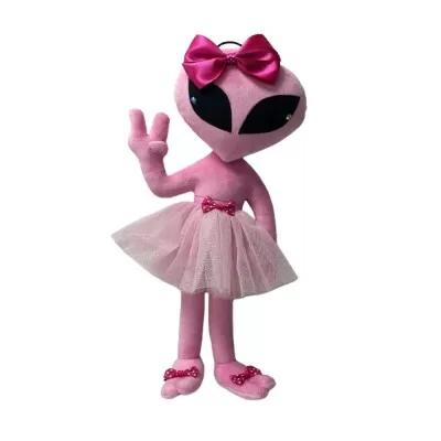 Boneco Et Da Br Rosa Pelúcia Com Saia E Laço 50cm