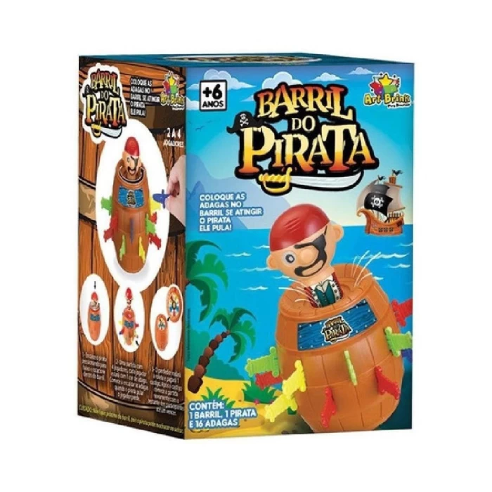 BRINQUEDO ART BRINK BARRIL DO PIRATA COM 16 ADAGAS