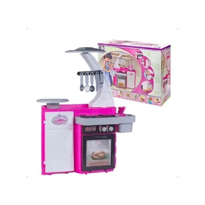 Brinquedo Cozinha Infantil Cotiplás Classic Rosa Completo