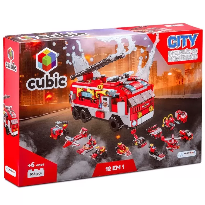 Brinquedo Cubis City Caminhão De Bombeiro 12 Em 1 Br1200