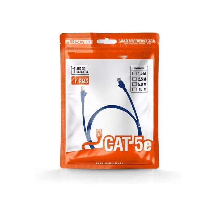 Cabo De Rede Cat5 2,5M Azul Pluscable Novo