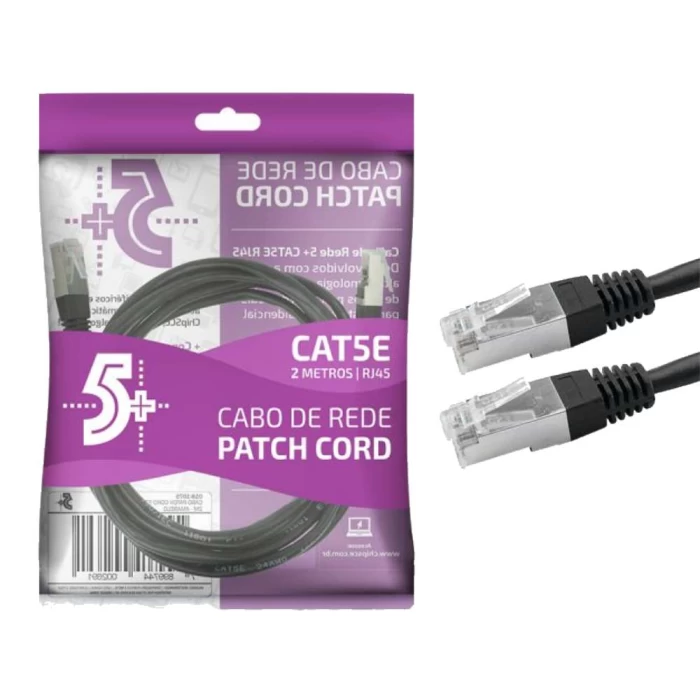 Cabo De Rede Patch Cord Cat5e 2M Preto 018-1073 Chipsce