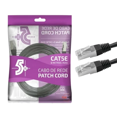 Cabo De Rede Patch Cord Cat5e 5M Preto 018-9912 Chipsce