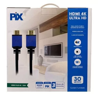 Cabo HDMI 2.0 4K Ultra HD 30 Metros 018-3020 Pix