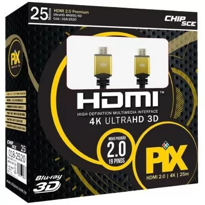 Cabo HDMI 2.0 4K Ultra HD Premium 25 Metros Pix