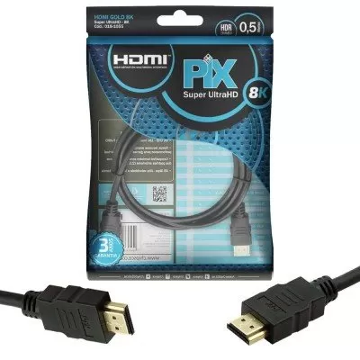 Cabo HDMI gold 2.1 8K Com 0.5 Metros Pix Com NF