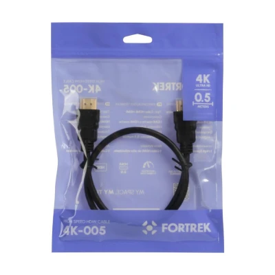 Cabo Hdmi 2.0 0,5 - Metro 4K fortrek - 4K-005 Preto