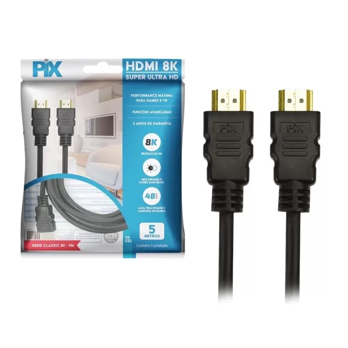 Cabo Hdmi Golf 2,1 8K Hdr Com 5 Metros Pix Novo