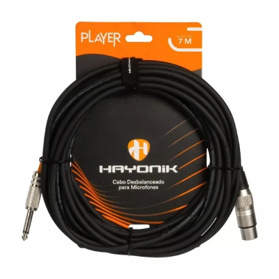 Cabo Para Microfone Xlr F X P10 M 7 Metros Preto Hayonik