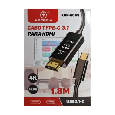 Cabo Tipo-C 3.1 x Hdmi 2.0 4K 1.8m Kapbom Kap-V099