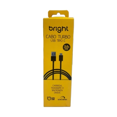 Cabo Turbo Usb Tipo C Bright 25W 3A 1M Novo