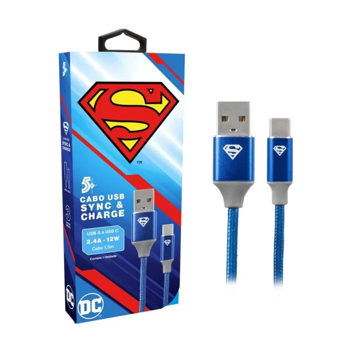 Cabo Usb Para Usb-C 1,5M 12W Superman Novo