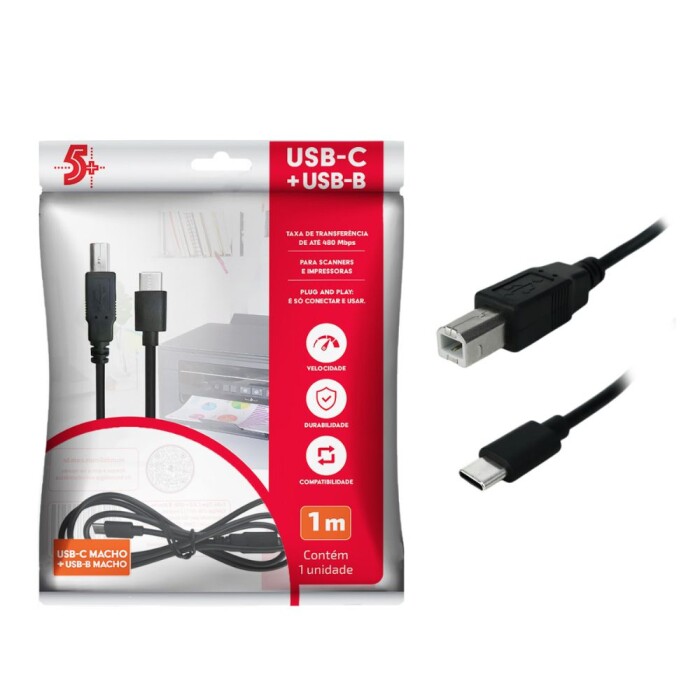 Cabo Usb Tipo C 2.0 + Usb B Macho 1m 018-1416 5+
