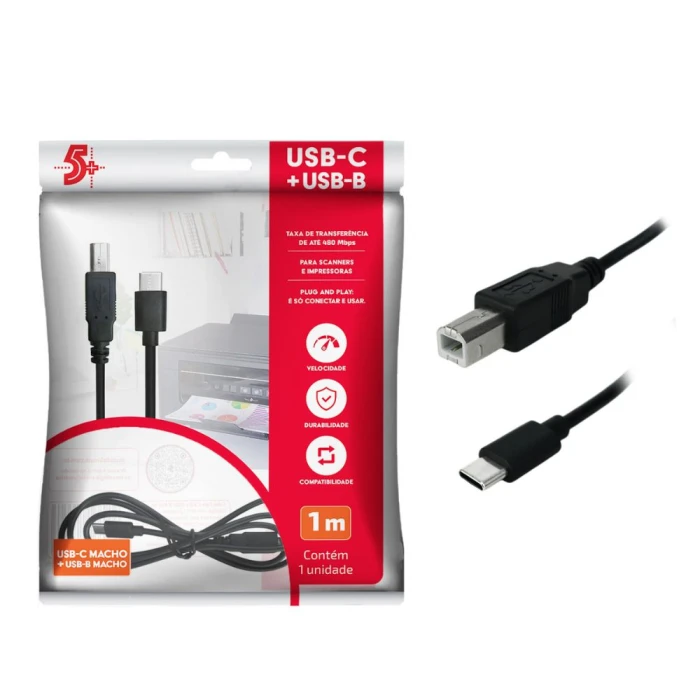 Cabo Usb Tipo C 2.0 + Usb B Macho 1m 018-1416 5+