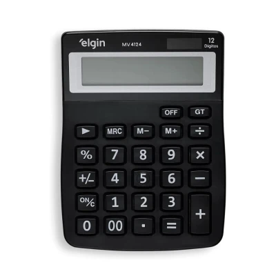 Calculadora De Mesa 12 Dígitos + Bateria Solar Mv-4124 Elgin